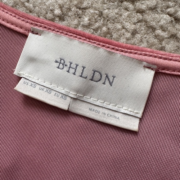 BHLDN / Anthropologie Velvet Wrap Dress, Dusty Rose Pink, Size XS - Picture 3 of 5